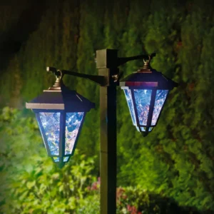 LED solárna lampa - svietnik - 137 cm - čierny - studená biela