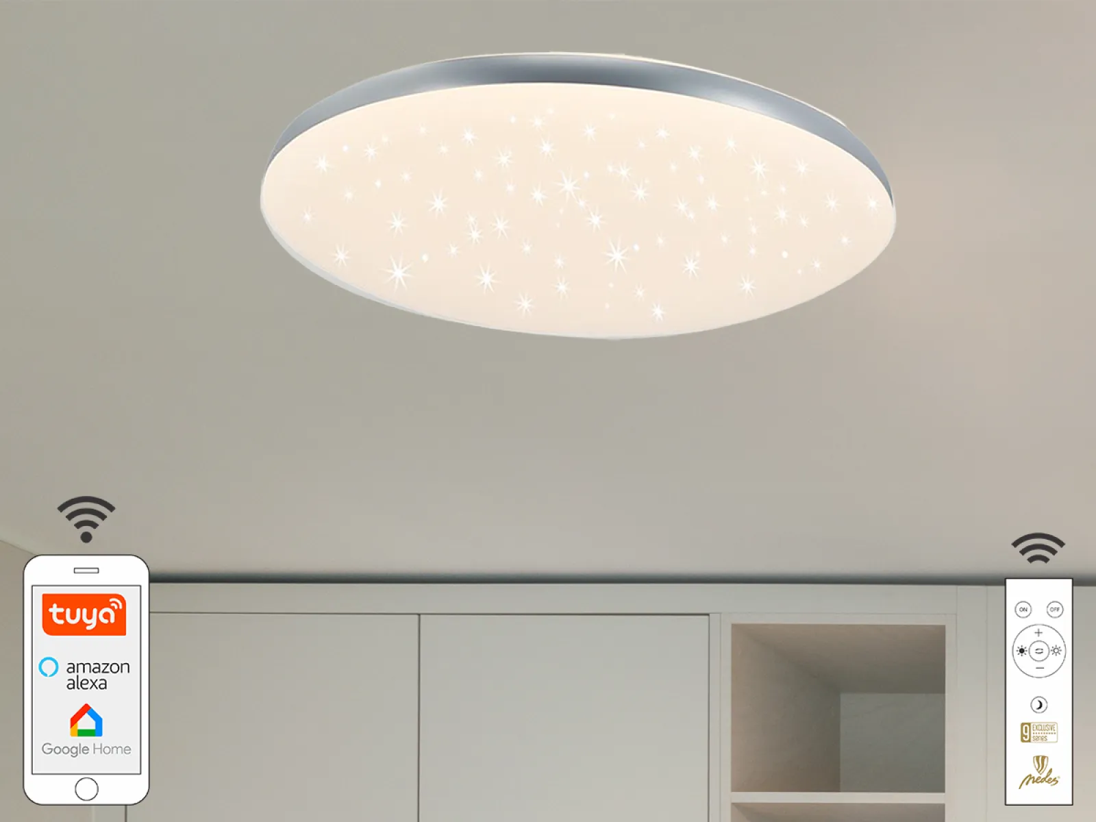 LED stropné svietidlo STAR + diaľkový ovládač + Wifi 48W - LC912T – Obrázok 16