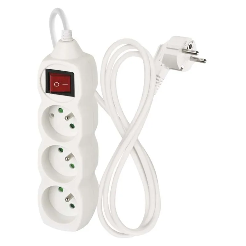 Predlžovací kábel 1,2 m / 3 zásuvky / s vypínačom / biely / PVC / 1 mm2 – Obrázok 2