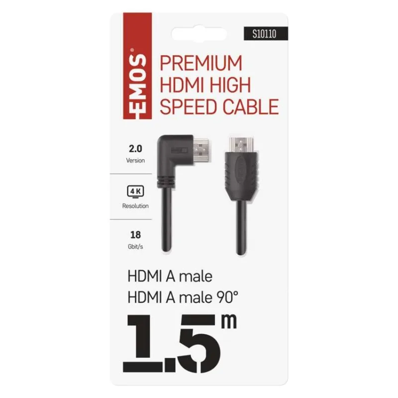 HDMI 2.0 high speed kábel A vidlica – A vidlica 90° 1,5m – Obrázok 4