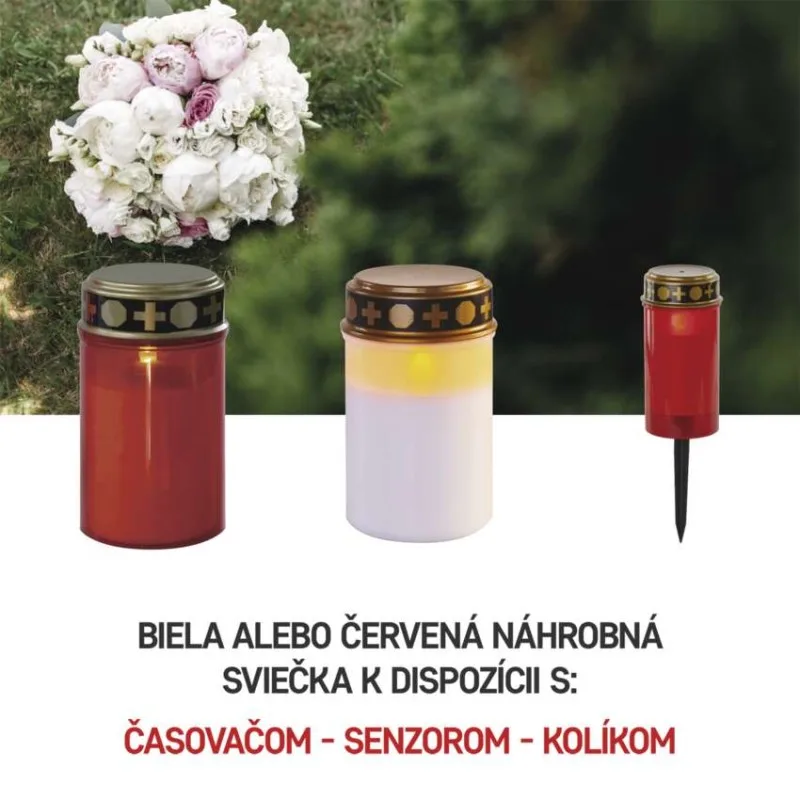 LED náhrobná sviečka zapichovacia, 25 cm, 2x AA, vonkajšia aj vnútorná, vintage – Obrázok 6