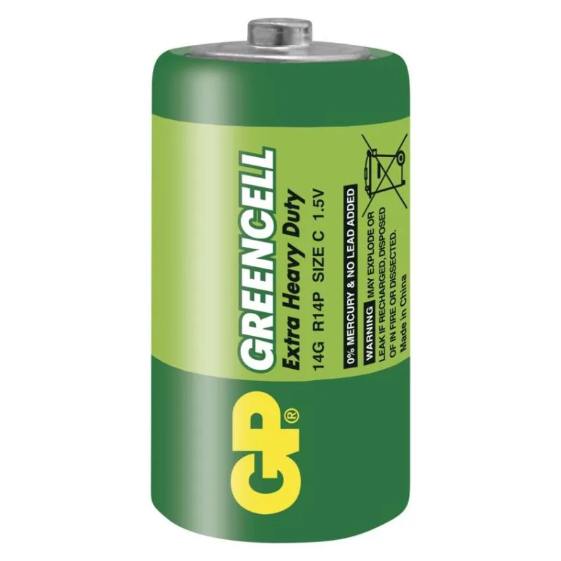 Zinko-chloridová batéria GP Greencell R14 (C), 2 ks – Obrázok 4