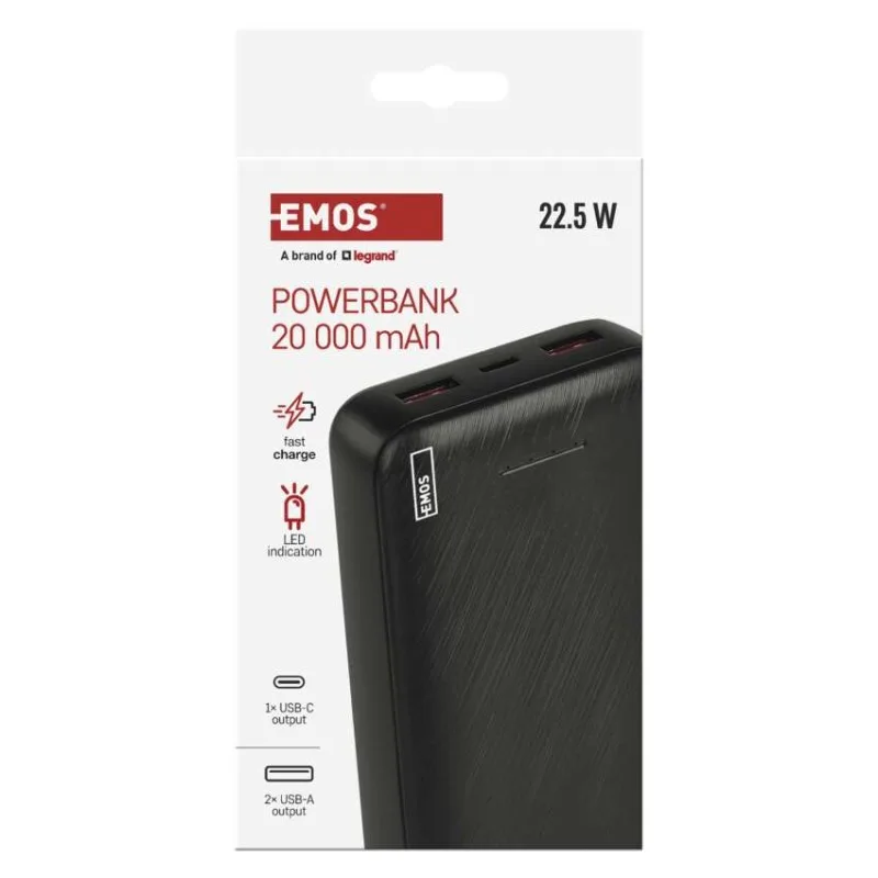 Power bank EMOS AlphaQ3, 20 000 mAh, 22,5 W, čierny – Obrázok 13
