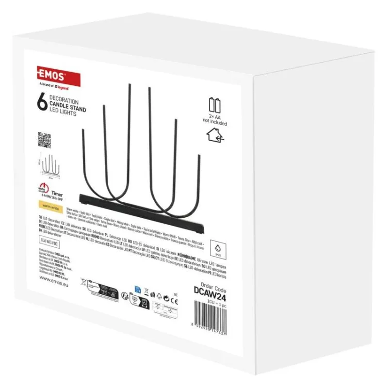 LED svietnik kovový čierny, 40 cm, 2x AA, vnútorný, teplá biela – Obrázok 4