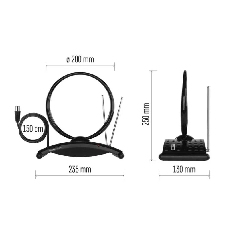 Anténa izbová CITY RING-C550, DVB-T2, DAB, FM, filter LTE/4G/5G – Obrázok 2