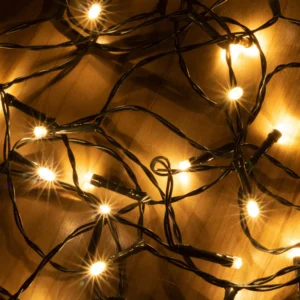 LED svietiaci reťazec, 50 LED, teplá biela, s časovačom