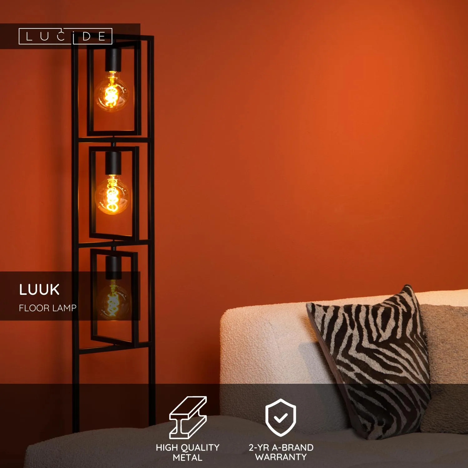 LUUK – Stojaca lampa – 3xE27 – Čierna – Obrázok 3
