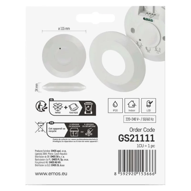 Mikrovlnný senzor (pohybové čidlo) IP20 2000W, biely – Obrázok 12