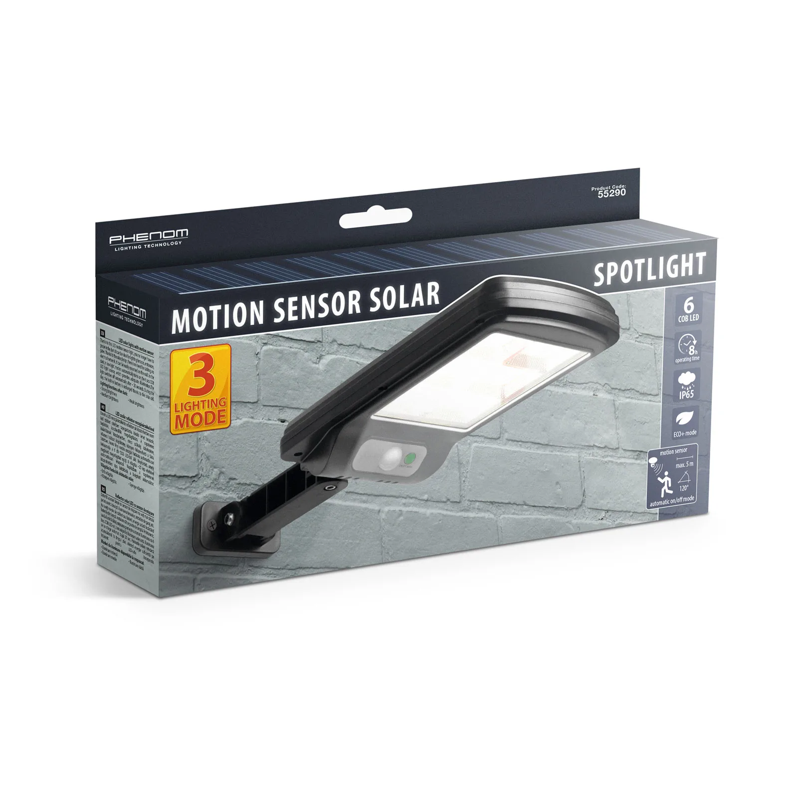 Solárny reflektor s pohybovým senzorom - nástenný - 6 LED – Obrázok 5