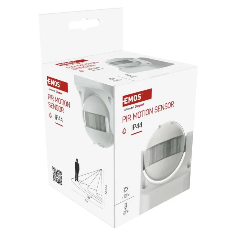 PIR senzor (pohybové čidlo) IP44 1200W, biely – Obrázok 9