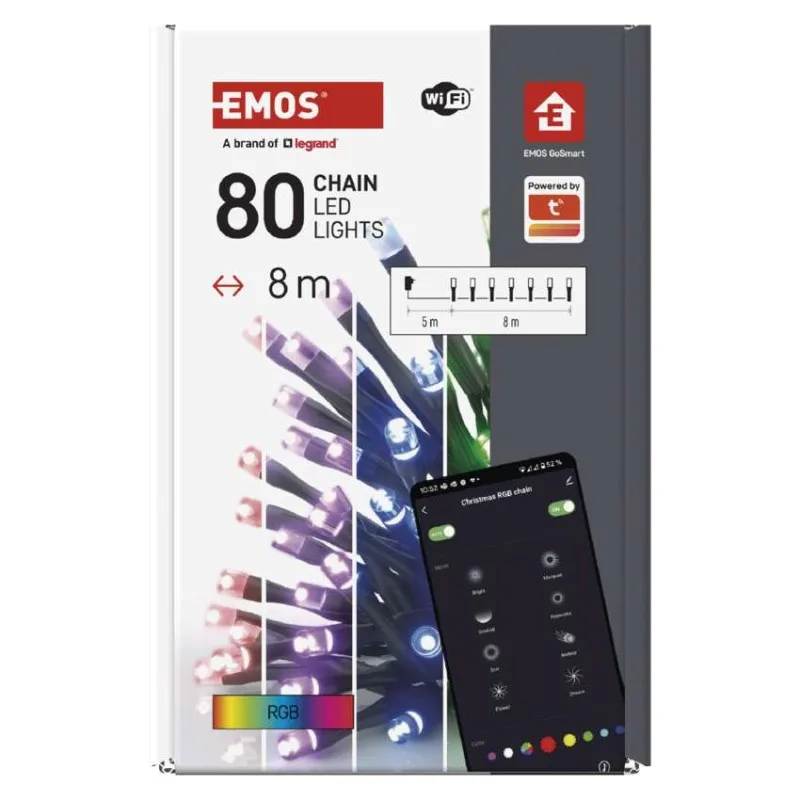 GoSmart LED vianočná reťaz, 8 m, vonkajšia aj vnútorná, RGB, programy, časovač, wifi – Obrázok 10