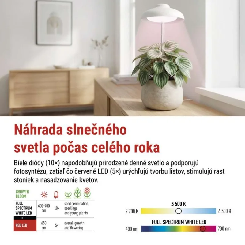 LED GROW pestovateľská lampa 5 W, časovač, biela – Obrázok 6