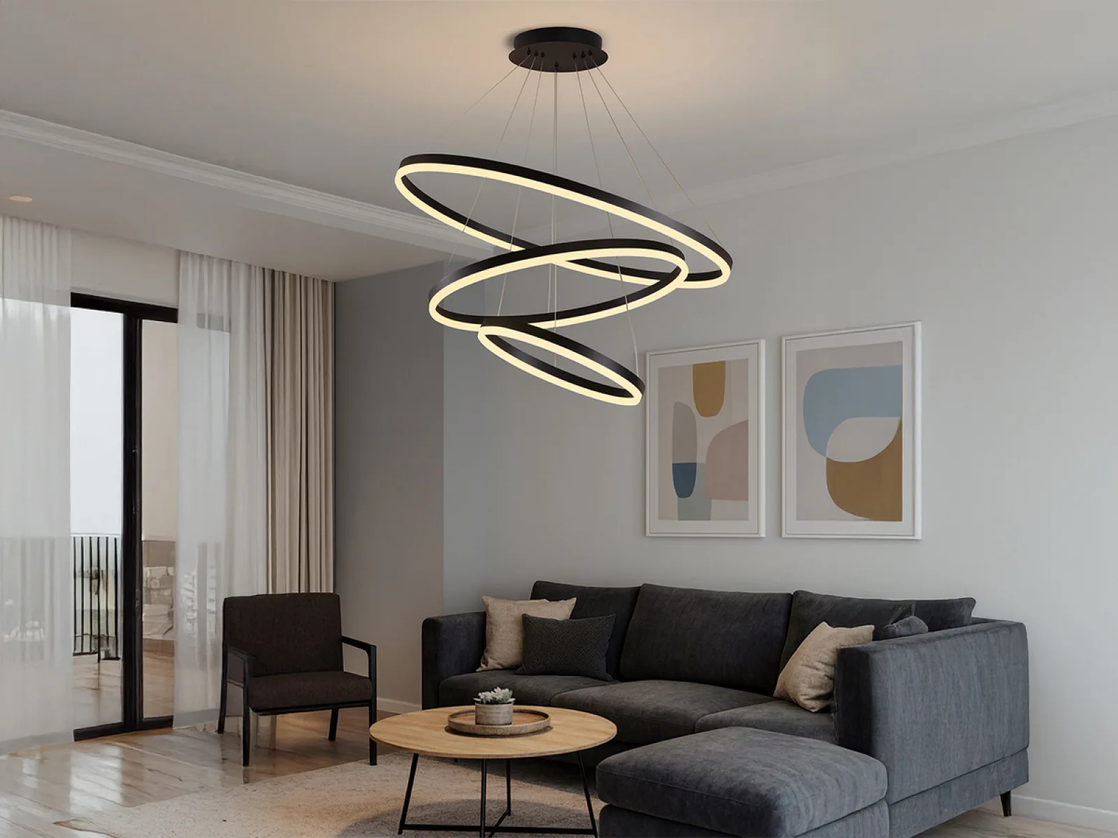LED závesné svietidlo na lanku + diaľkový ovládač 125W - J4313/B – Obrázok 3