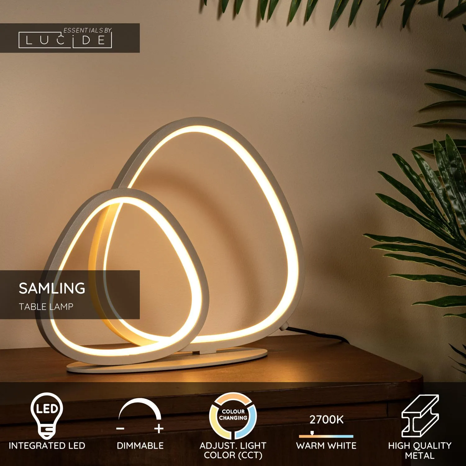 SAMLING - Stolná lampa - LED tlmená - CCT - 1x16W 2700K/4000K - Taupe | Essential – Obrázok 3