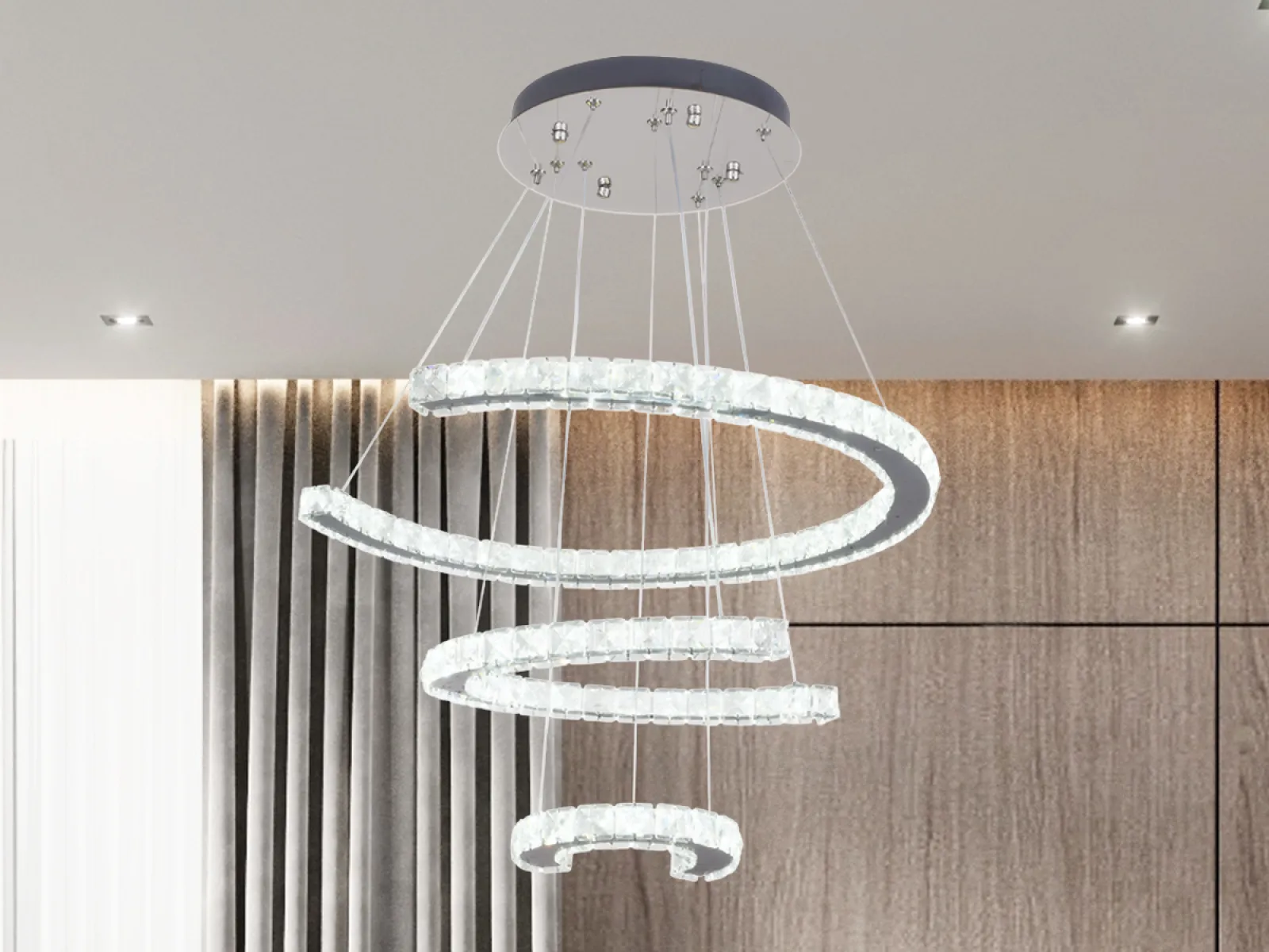 LED luxusné krištáľové svietidlo + diaľkový ovládač 100W - J6356/CH – Obrázok 6