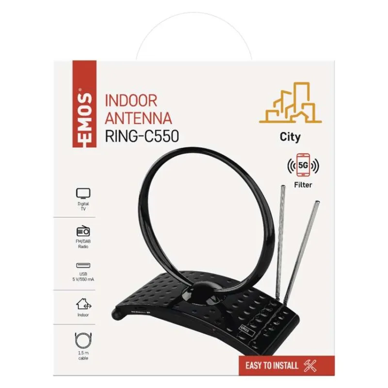 Anténa izbová CITY RING-C550, DVB-T2, DAB, FM, filter LTE/4G/5G – Obrázok 10