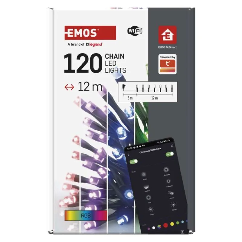 GoSmart LED vianočná reťaz, 12 m, vonkajšia aj vnútorná, RGB, programy, časovač, WiFi – Obrázok 10
