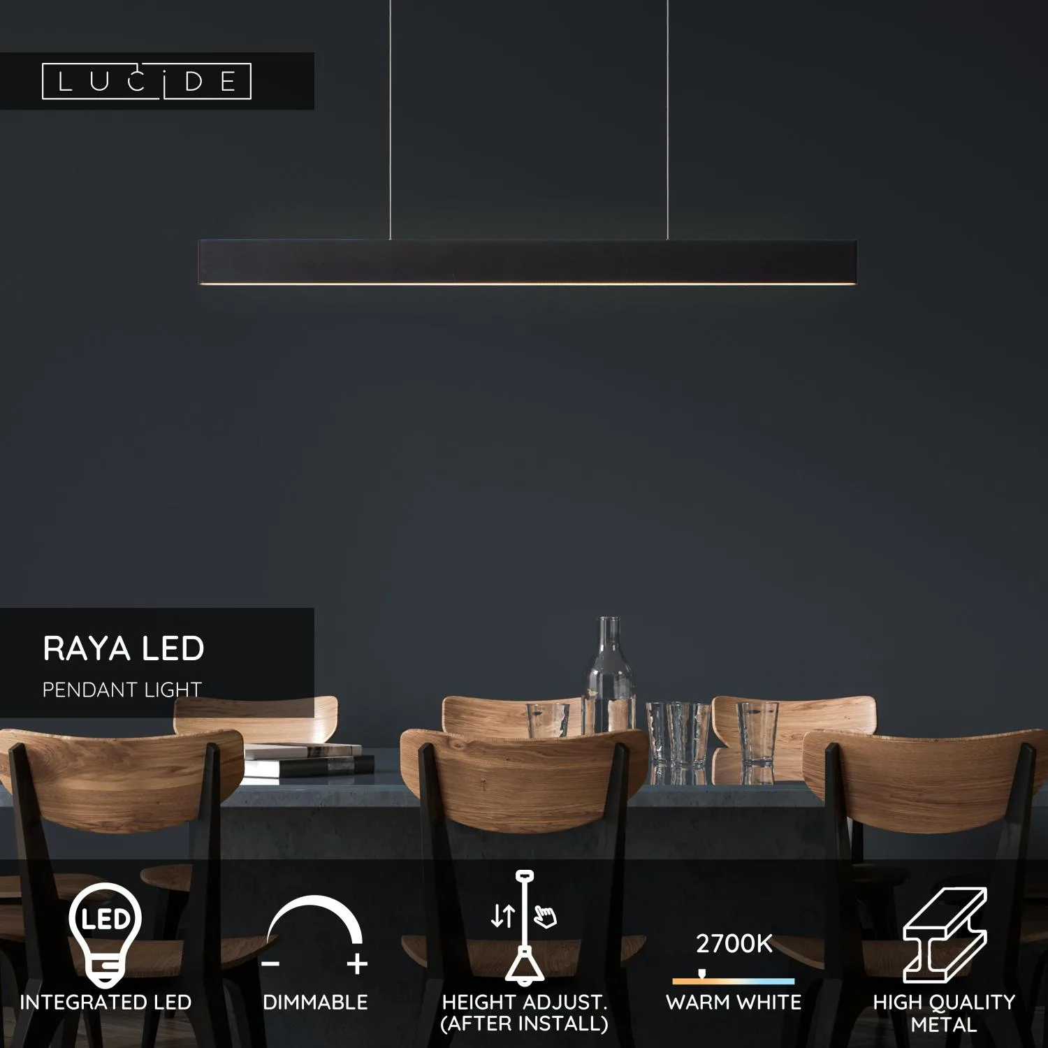 RAYA LED – Zavesené svietidlo – LED s reguláciou jasu – 1x36 W, 2700 K – Obrázok 3