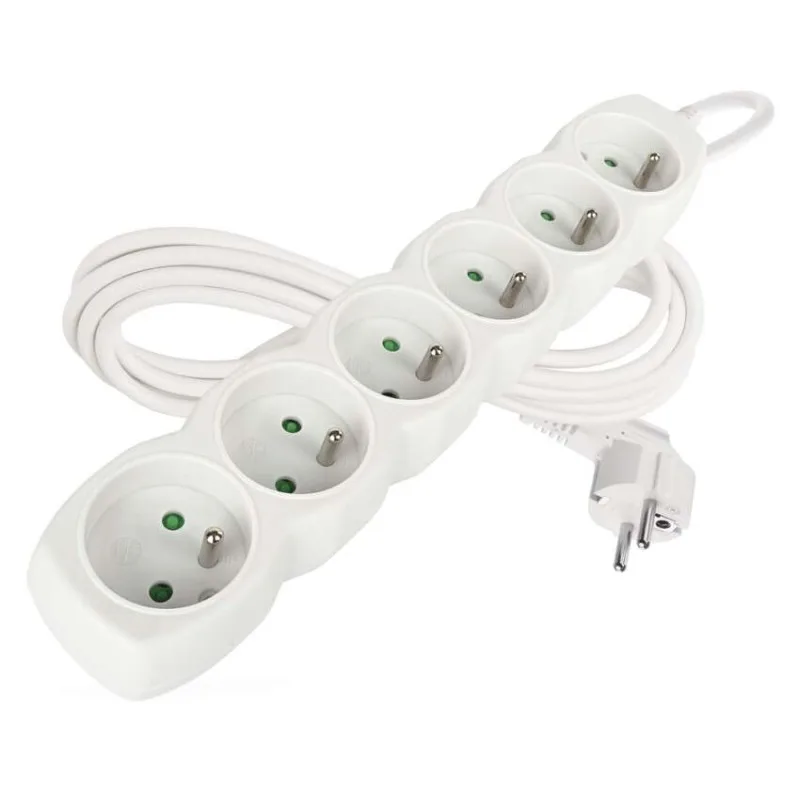 Predlžovací kábel 3 m / 6 zásuviek / biely / PVC / 1,5 mm2