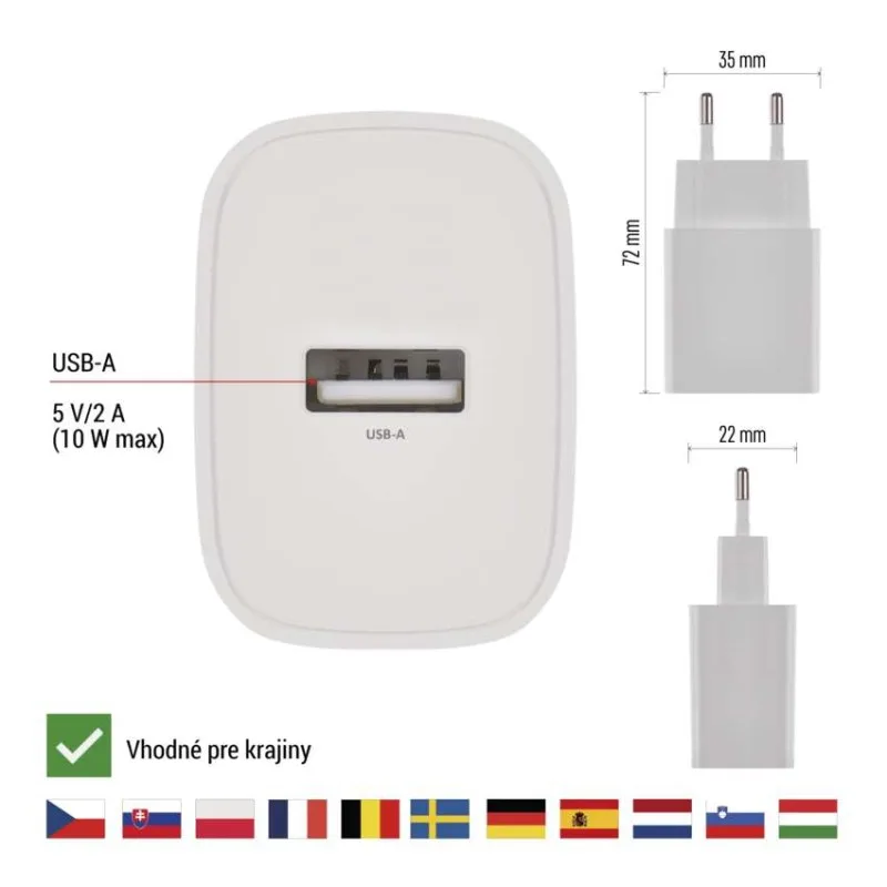 Univerzálny USB adaptér BASIC do siete 10 W max. – Obrázok 4