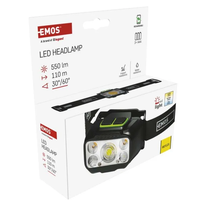 LED nabíjacia čelovka P3546, 550 lm, Li-Pol 1000 mAh / 3× AAA – Obrázok 20