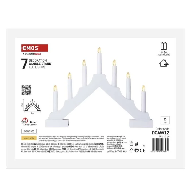 LED svietnik drevený biely, 29 cm, 2x AA, vnútorný, teplá biela, časovač – Obrázok 8