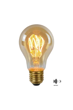A60 TWILIGHT SENSOR - Žiarovka s vláknom - Ø 6 cm - LED - E27 - 1x4W 2200K - denný/nočný senzor - jantárový