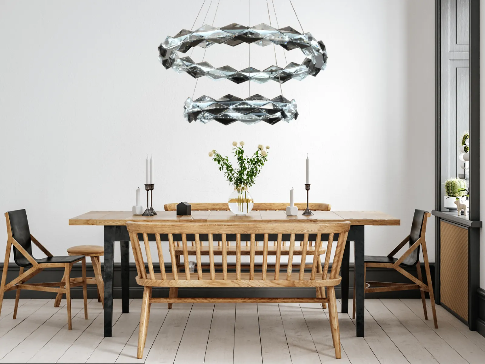 LED visiace svietidlo na lanku + diaľkový ovládač 65W - J6329/CH – Obrázok 3