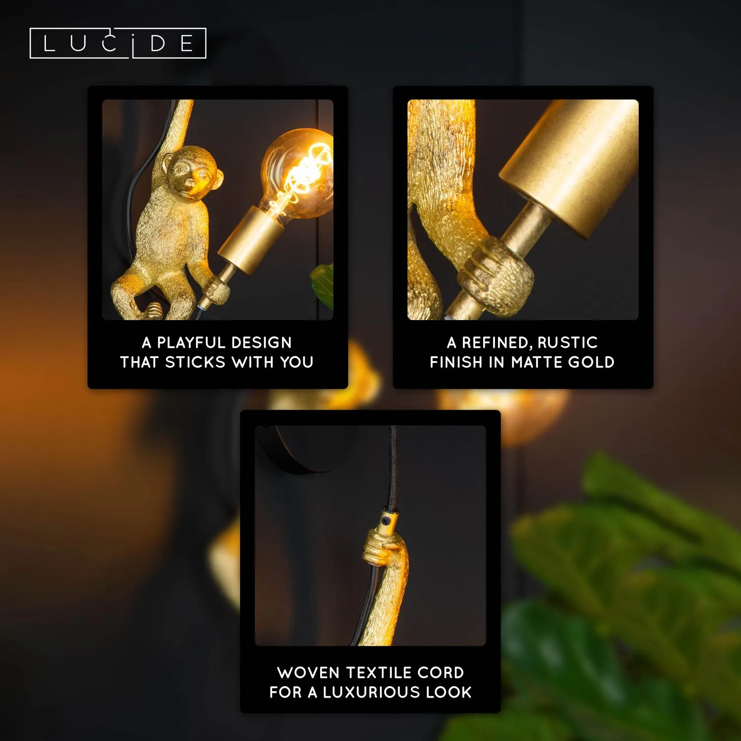 EXTRAVAGANZA CHIMP – Nástenná lampa – 1xE27 – Čierna – Obrázok 4