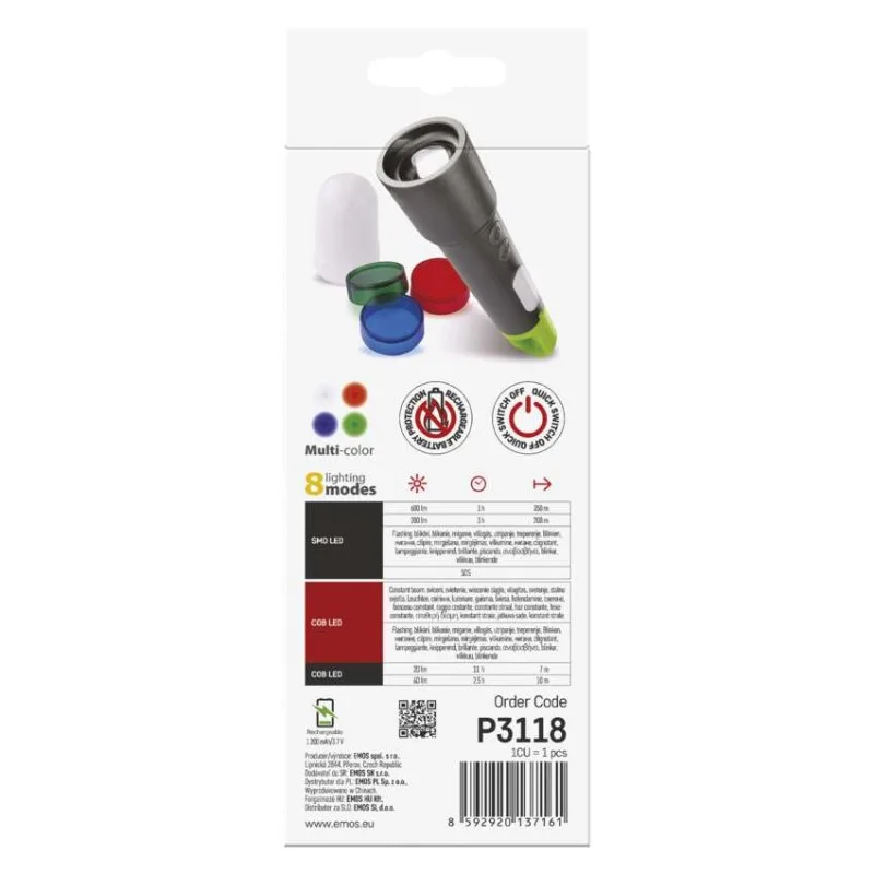 LED nabíjacie ručné kovové svietidlo, 600 lm, 1 200 mAh – Obrázok 10