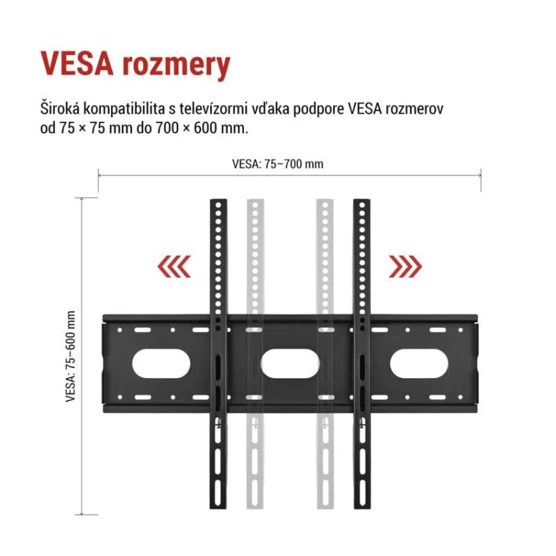 Pevný nástenný TV držiak 42–100" (107–254 cm) – Obrázok 6
