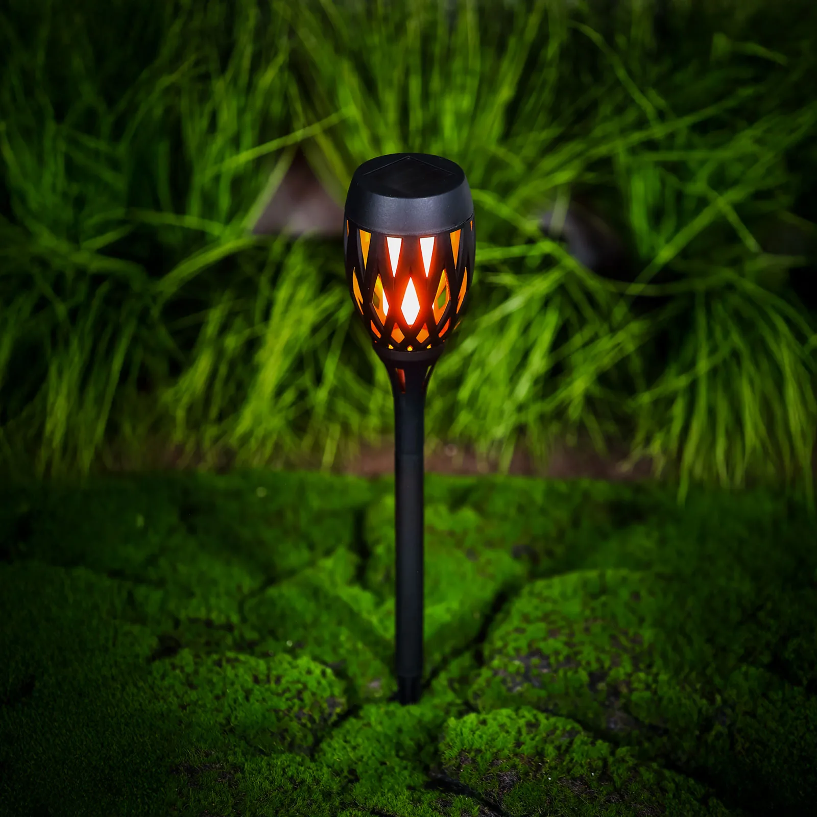 LED solárna lampa – zapichovacia / nástenná / voľne stojaca – efekt plameňa – 12 LED – 90 x 410 mm – Obrázok 2