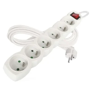 Predlžovací kábel 3 m / 6 zásuviek / s vypínačom / biely / PVC / 1 mm2