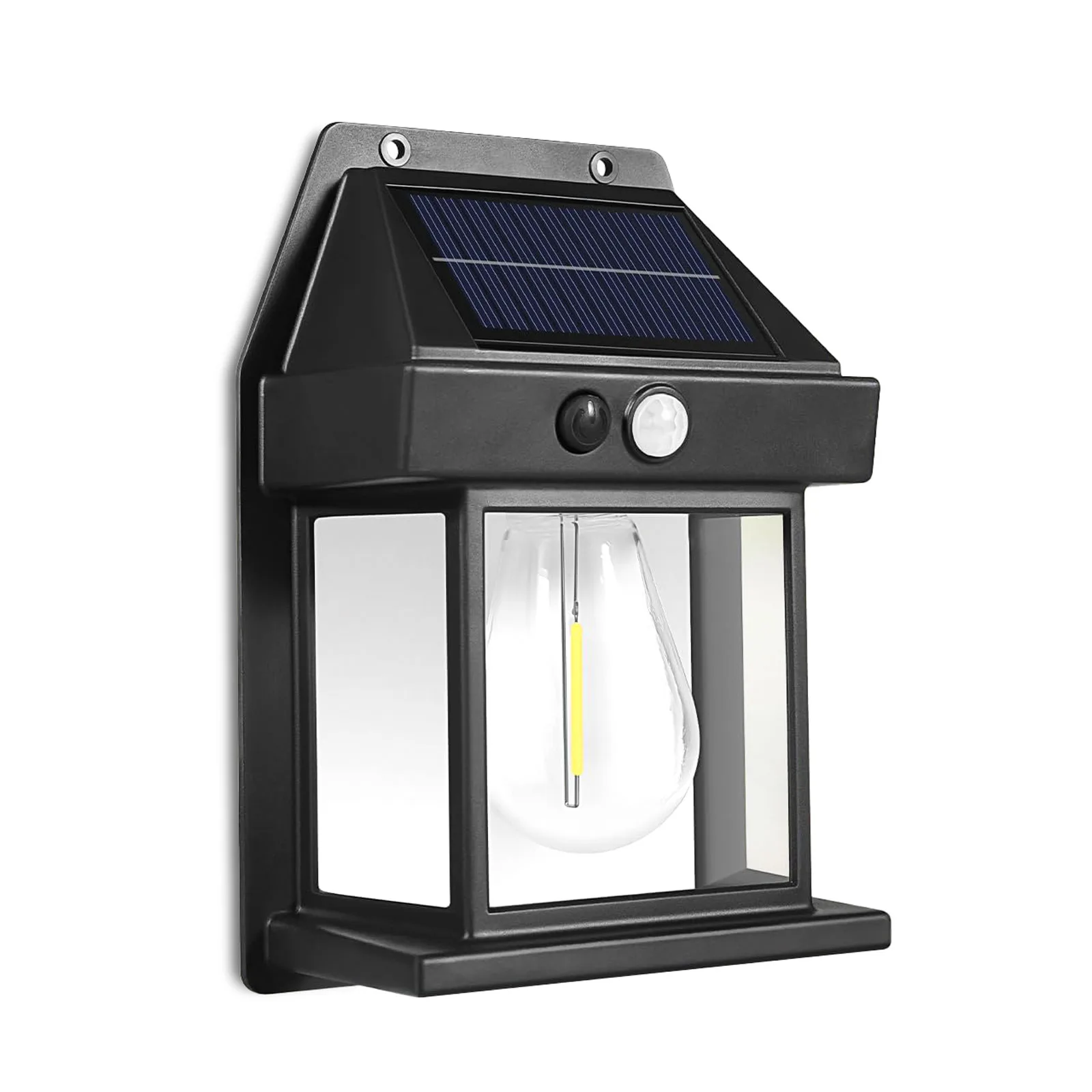 Solárna nástenná lampa s pohybovým senzorom – 1 filamentová LED – čierna – 12 x 6 x 17 cm – Obrázok 2