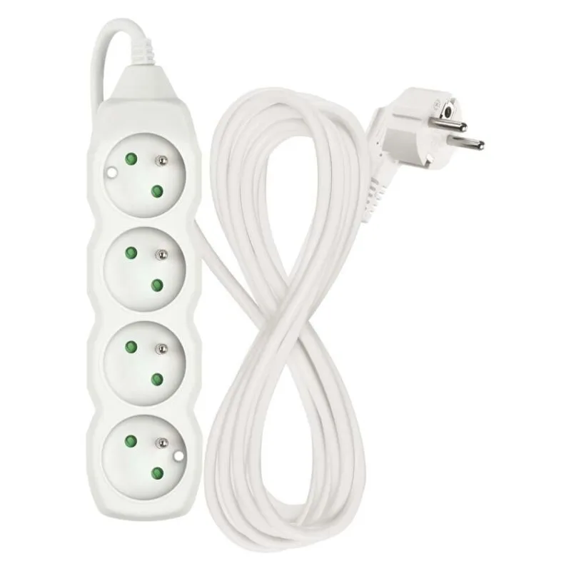 Predlžovací kábel 5 m / 4 zásuvky / biely / PVC / 1,5 mm2 – Obrázok 3