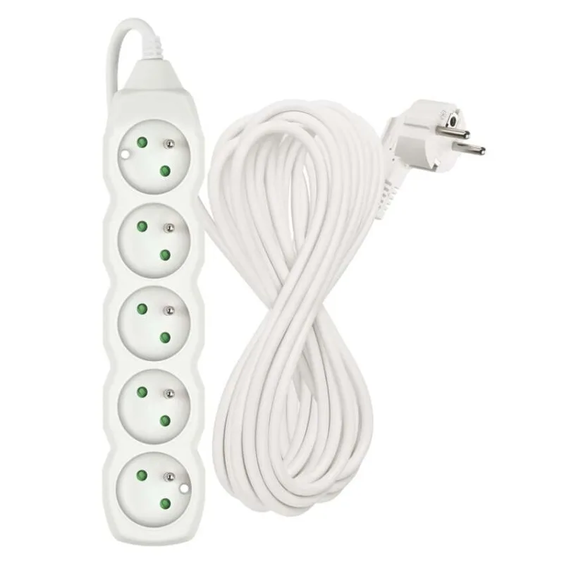 Predlžovací kábel 10 m / 5 zásuviek / biely / PVC / 1,5 mm2 – Obrázok 3