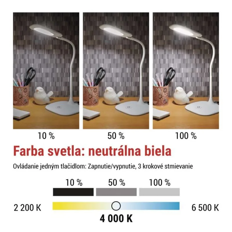 LED stolná lampa STELLA, biela – Obrázok 7