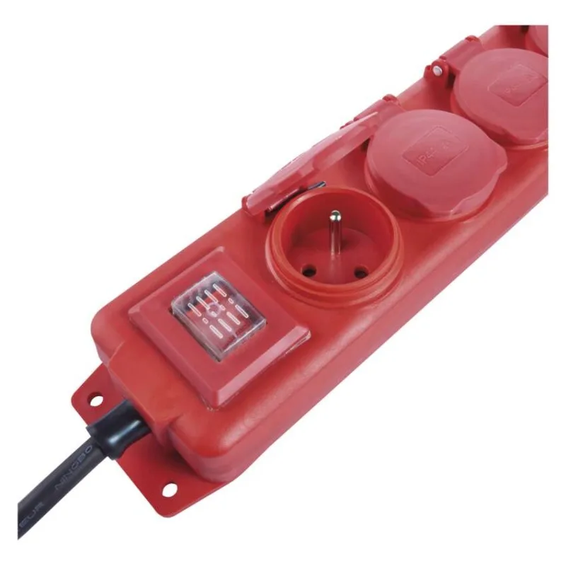 Predlžovací kábel 5 m / 4 zásuvky / s vypínačom / čierno-červený / guma-neoprén / 1,5 mm2 – Obrázok 7