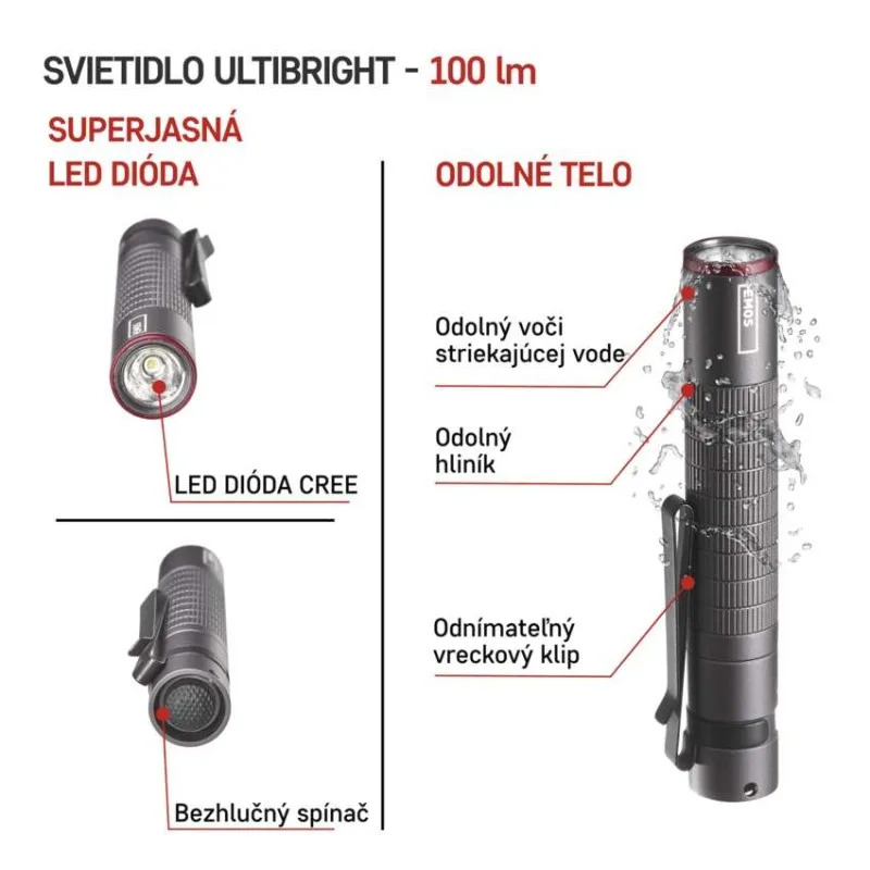 CREE LED kovové svietidlo Ultibright 50, 100lm, 1xAAA – Obrázok 3