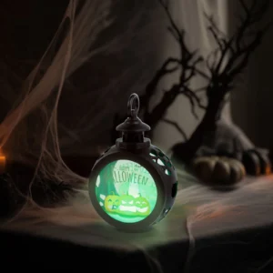 Halloweenska svietiaca dekorácia – tekvica – závesná – LED – 8,5 x 13,5 cm