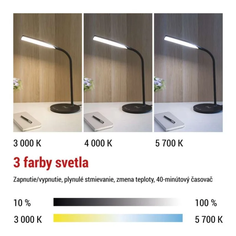 LED stolná lampa OSCAR, čierna – Obrázok 5