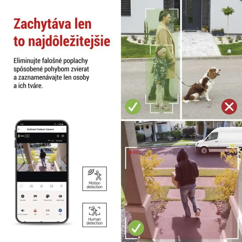GoSmart Vonkajšia batériová kamera IP-600 EYE s WiFi a solárnym panelom – Obrázok 5