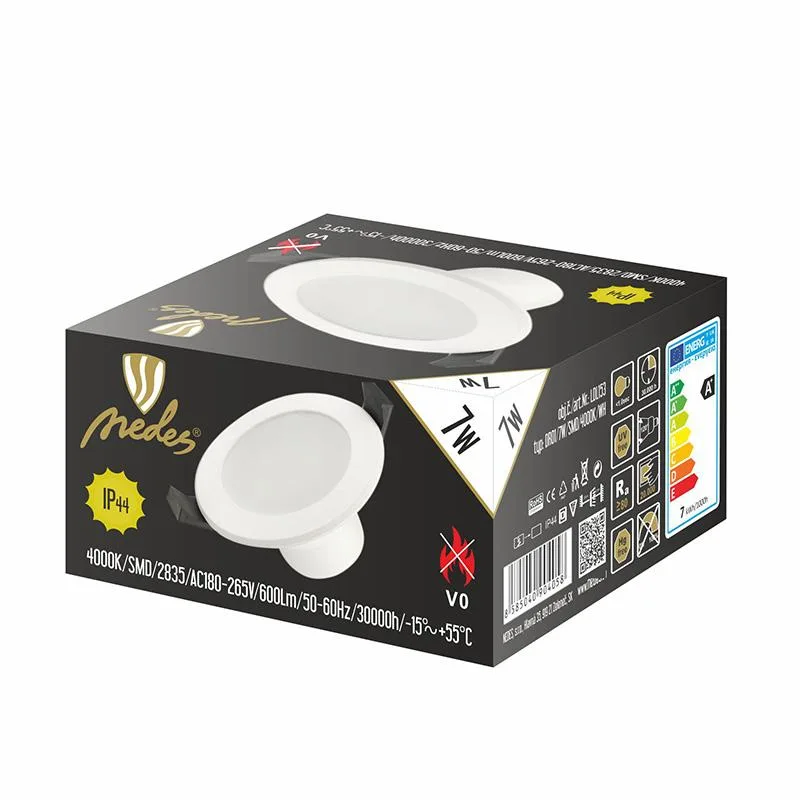 LED podhľadové svietidlo 7W / IP44 / DR01 / SMD / 4000K / WH - LDL153 – Obrázok 2