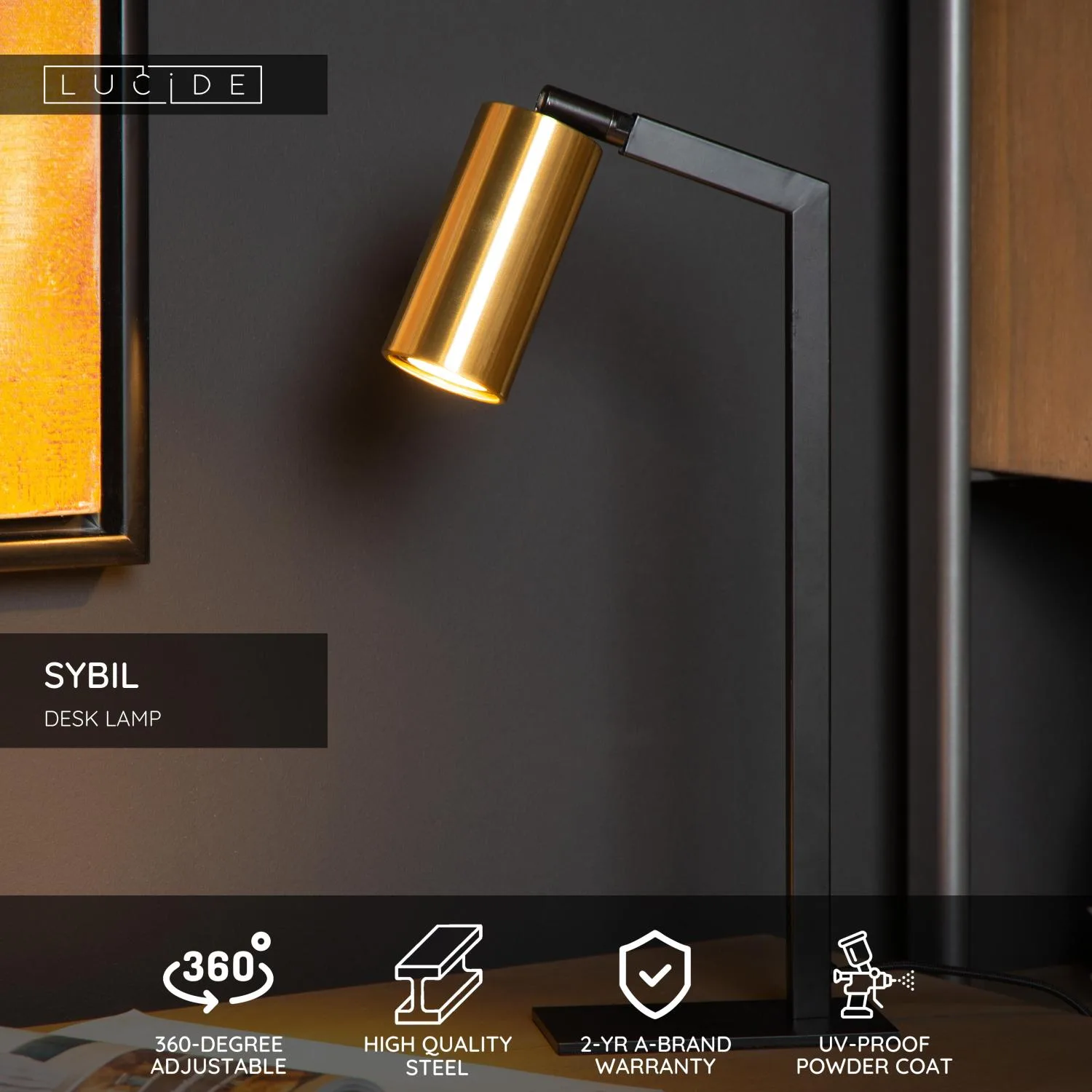 SYBIL - Stolná lampa - 1xGU10 - čierna – Obrázok 3