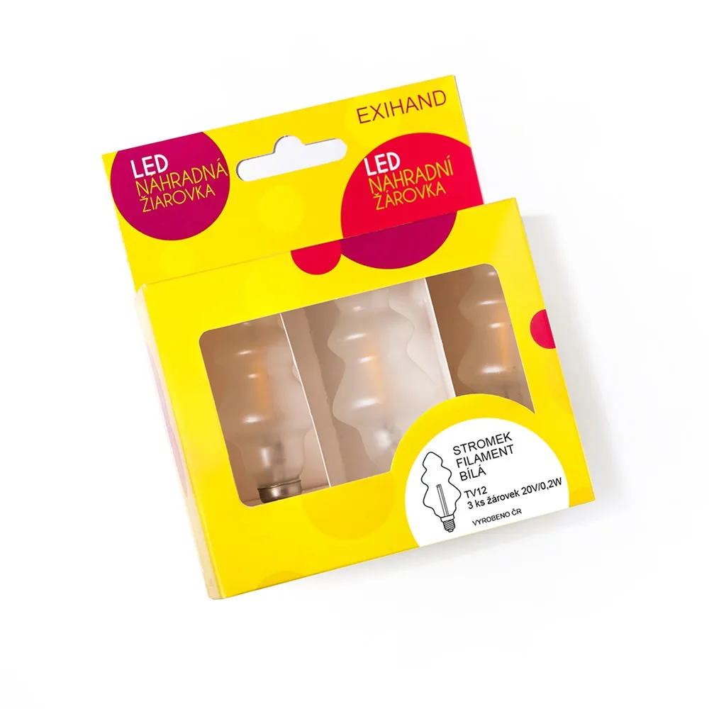 Blister FILAMENT Biela vianočná stromčeková žiarovka, 3 ks, 20 V, 0,02 W