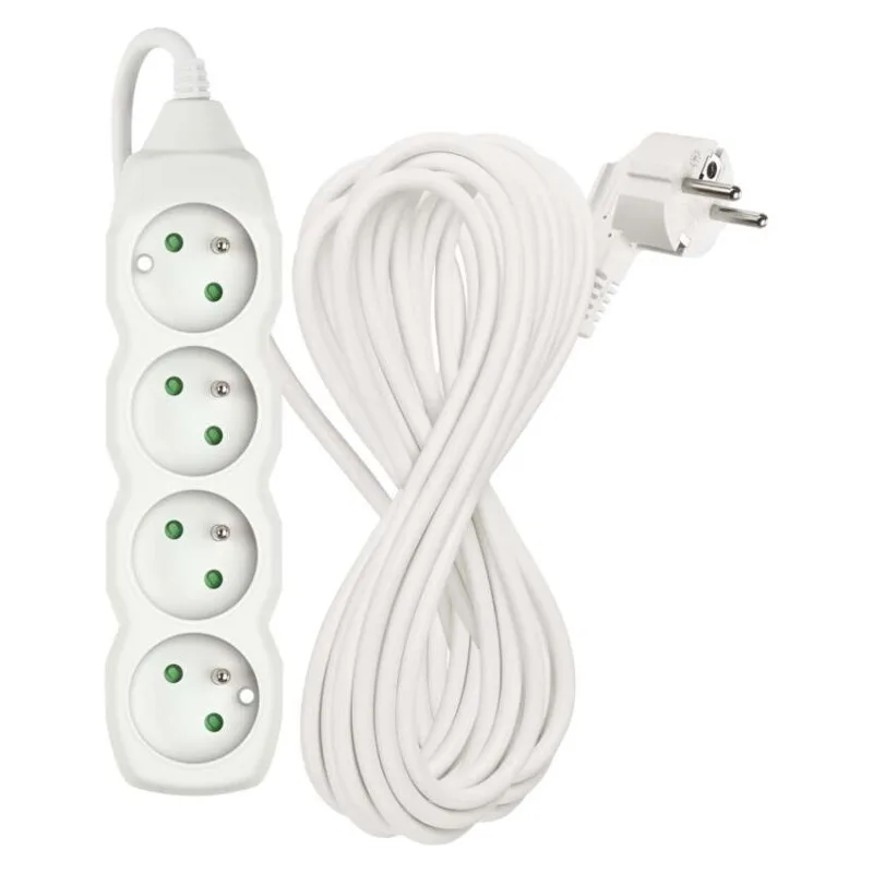 Predlžovací kábel 10 m / 4 zásuvky / biely / PVC / 1 mm2 – Obrázok 3