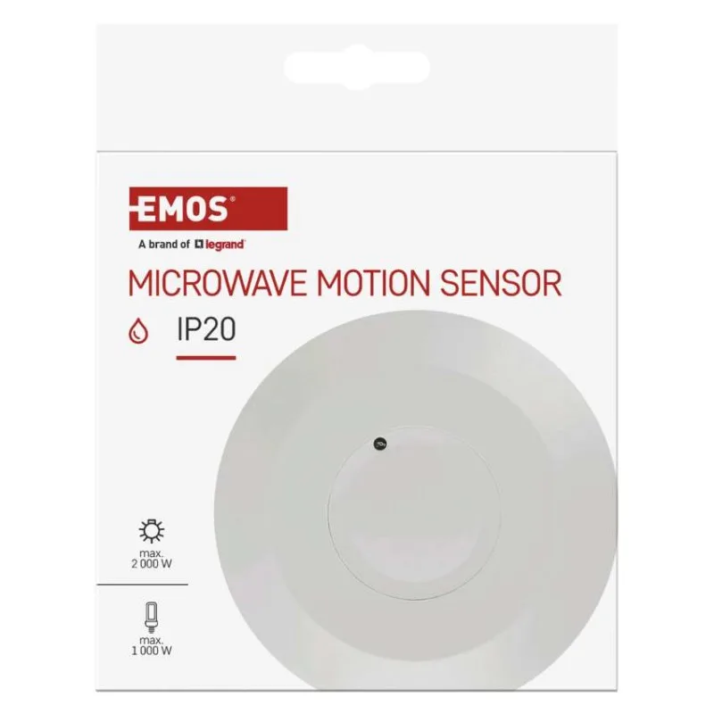Mikrovlnný senzor (pohybové čidlo) IP20 2000W, biely – Obrázok 11