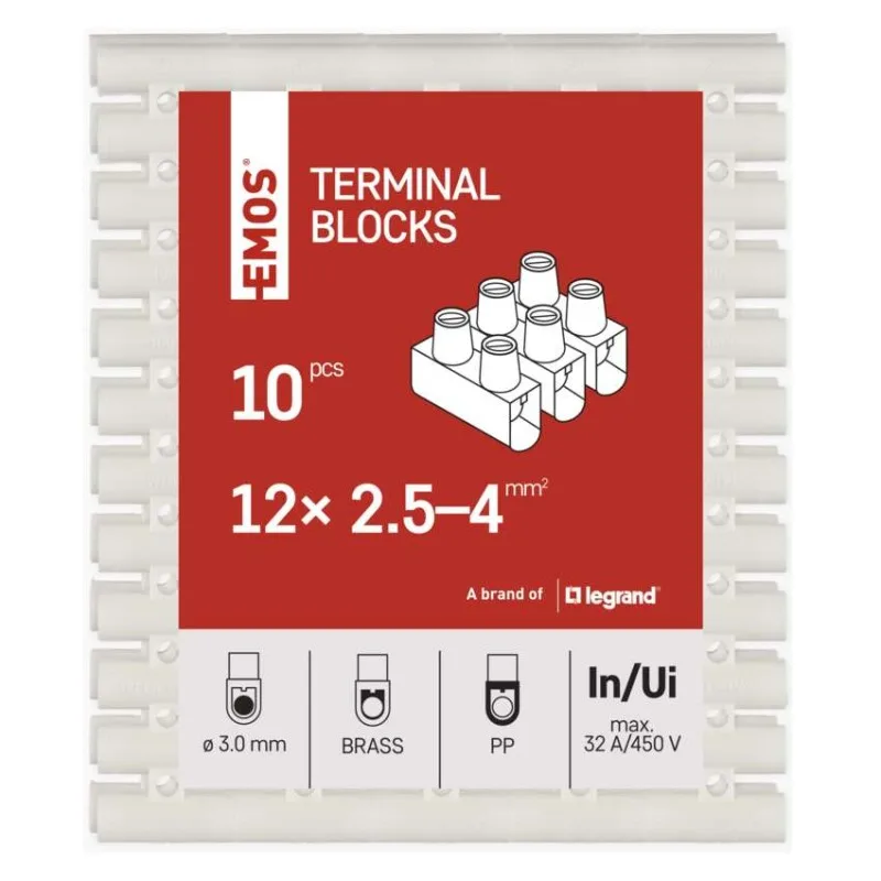 Skrutková svorkovnica 12× 2,5–4mm2, 450 V, biela, 10 ks – Obrázok 9