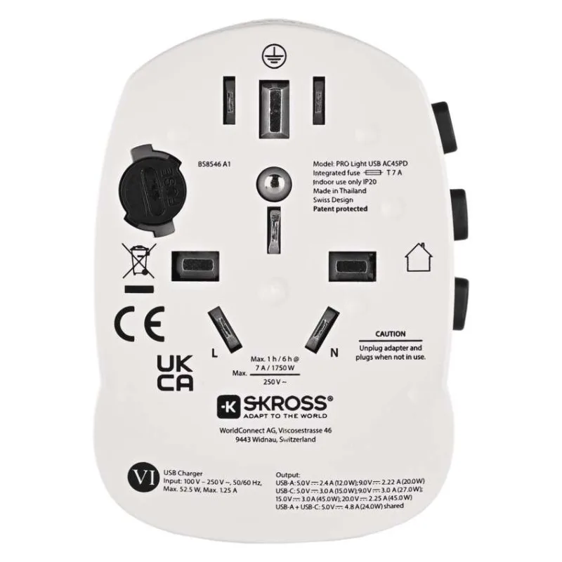 Cestovný univerzálny adaptér do zahraničia (USA, Ázia, Afrika), 1×USB-C, 1×USB-A – Obrázok 7