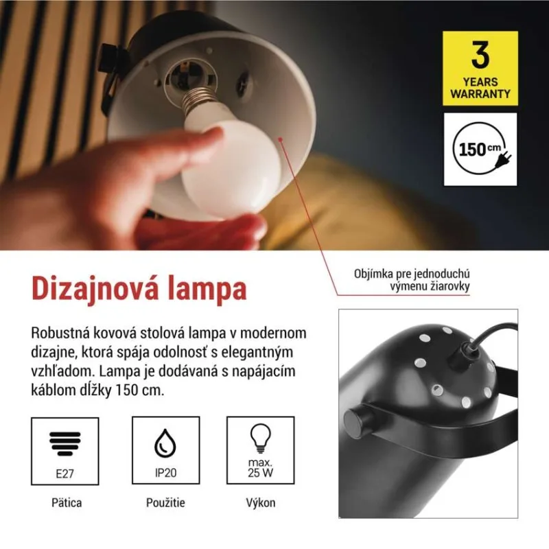 Stolná lampa NINA, čierna – Obrázok 6
